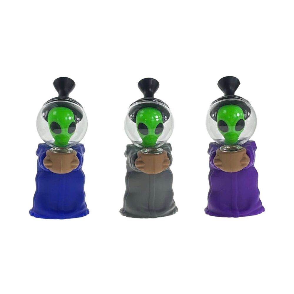 Non branded (Water Pipe) F42 6.7" Alien Silicone Bubbler with Glass Helmet group photo