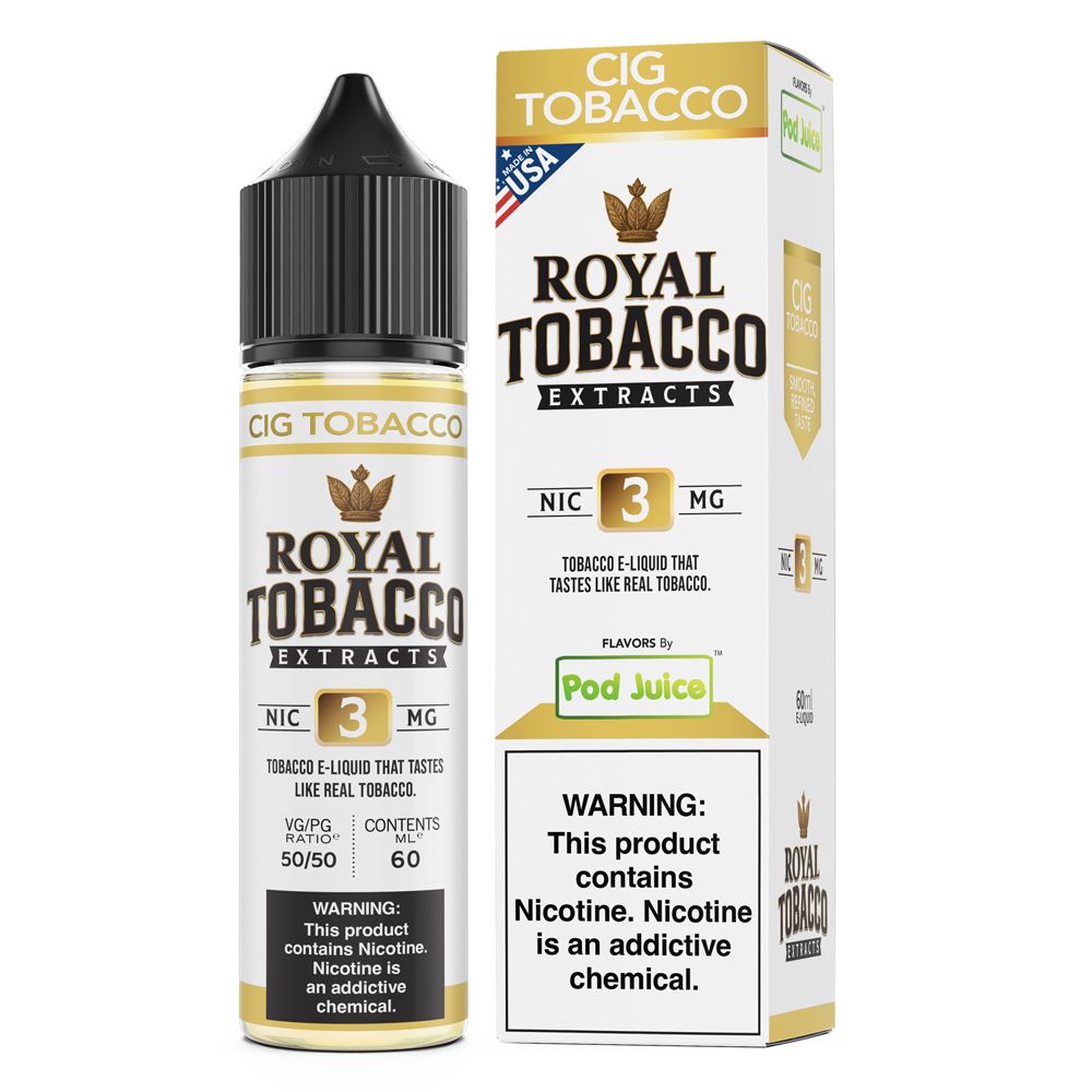 Pod Juice x Royal Tobacco Extracts - Cig Tobacco - 60mL with packaging