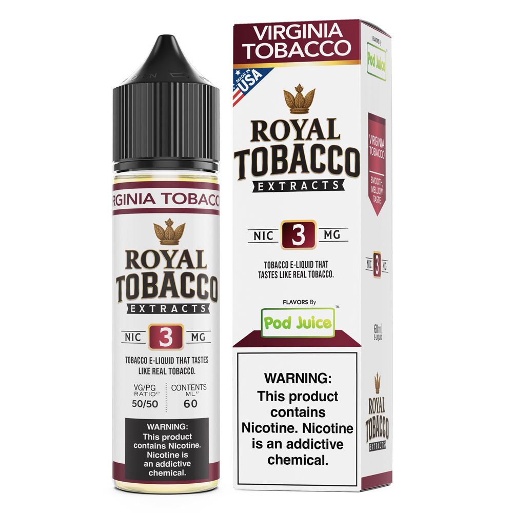 Pod Juice x Royal Tobacco Extracts - Virginia Tobacco - 60mL with packaging