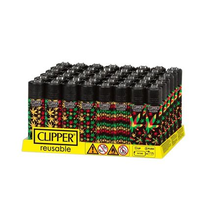 Clipper CP11R Reusable Classic Large Lighter (DSPLY 48pc) Jamaican Pattern (SAS)