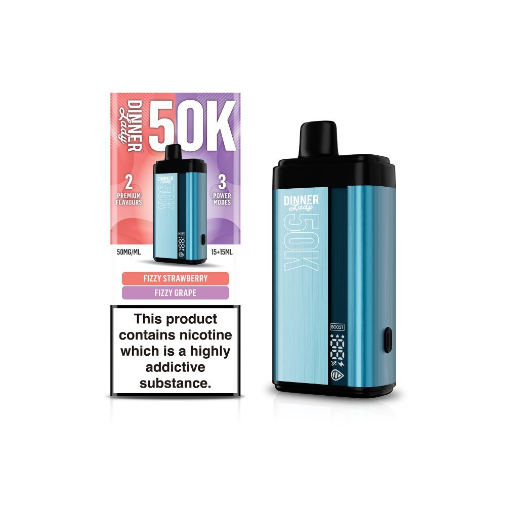 Dinner Lady 50K Disposable 15 mL Fizzy Strawberry + 15mL Fizzy Grape with packaging