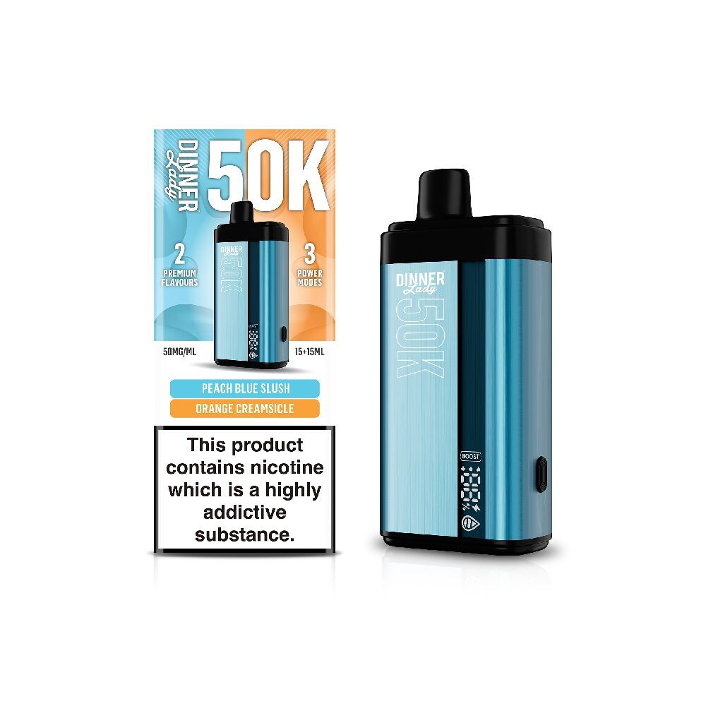 Dinner Lady 50K Disposable 15 mL Peach Blue Slush + 15mL Orange Creamsicle with packaging