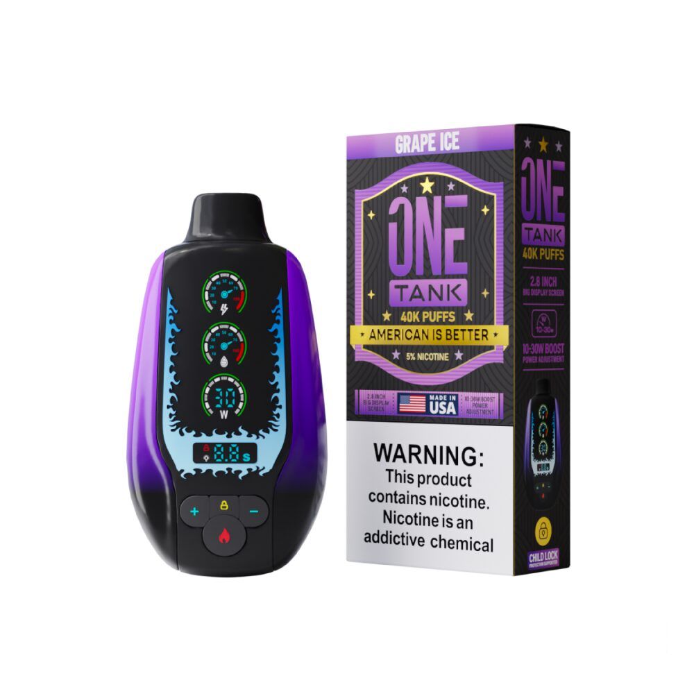 One Tank 40K Disposable Grape Ice with packaging