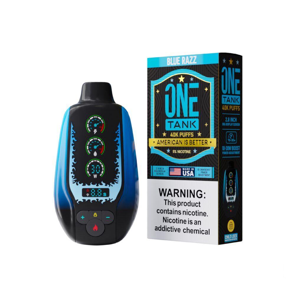 One Tank 40K Disposable Blue Razz with packaging