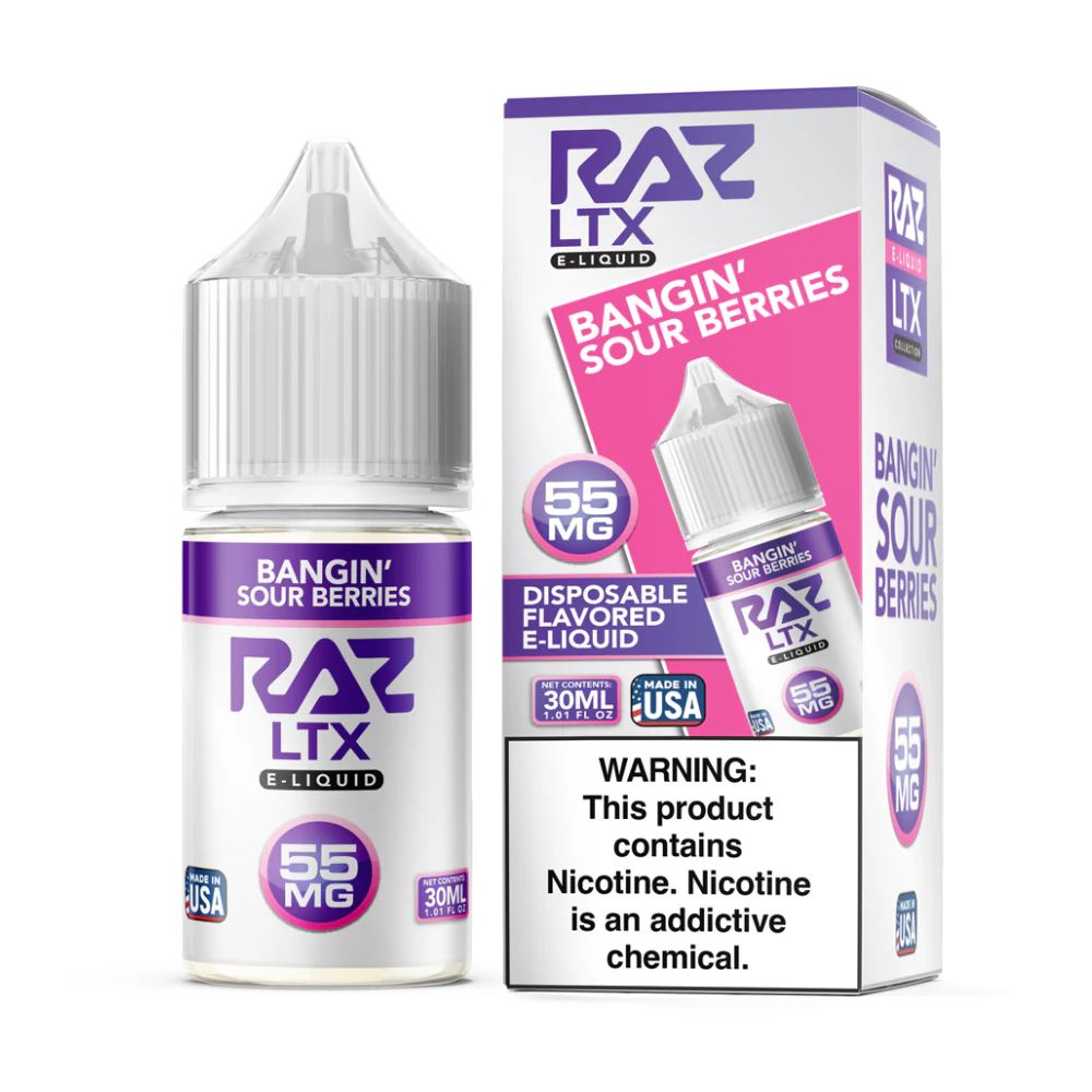 RAZ LTX - Bangin' Sour Berries - 30mL Salts with packaging