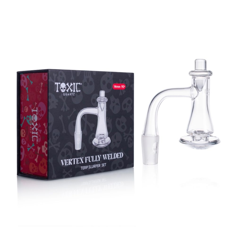 MKGlass (Banger) TXQB5 Toxic Quartz 14MM 90° Vertex Fully Welded Terp Slurper Set with packaging