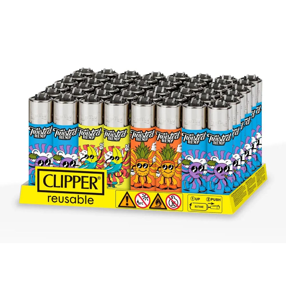 Clipper CP11R Reusable Classic Large Lighter (DSPLY 48pc) Twisted Hemp Character packaging