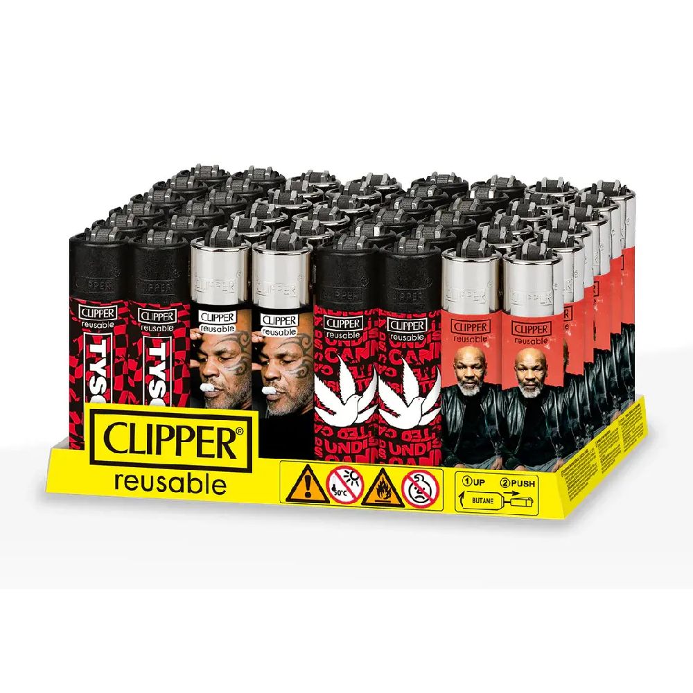Clipper CP11R Reusable Classic Large Lighter (DSPLY 48pc) Mike Tyson Smoking packaging