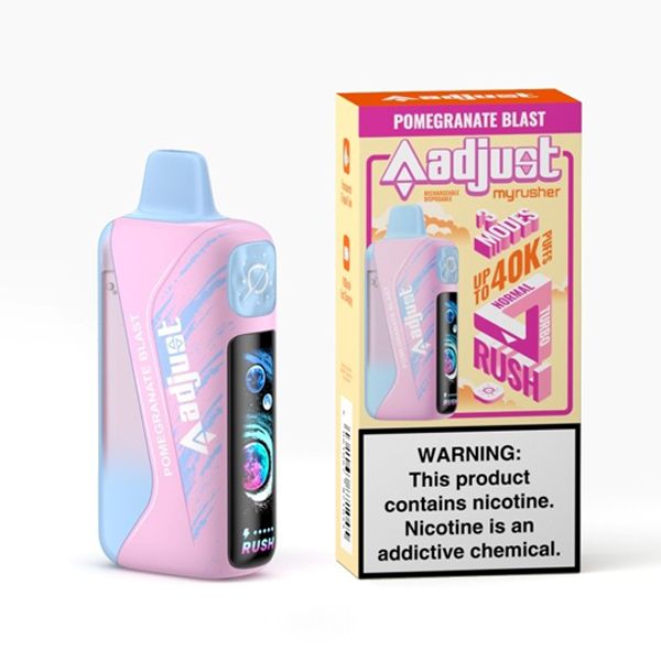 Adjust MyRusher 40K Disposable pomegranate blast with packaging