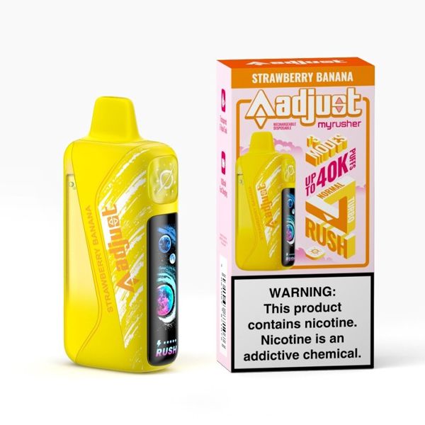 Adjust MyRusher 40K Disposable strawberry banana with packaging