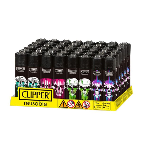 Clipper CP11R Reusable Classic Large Lighter (DSPLY 48pc) wild skull