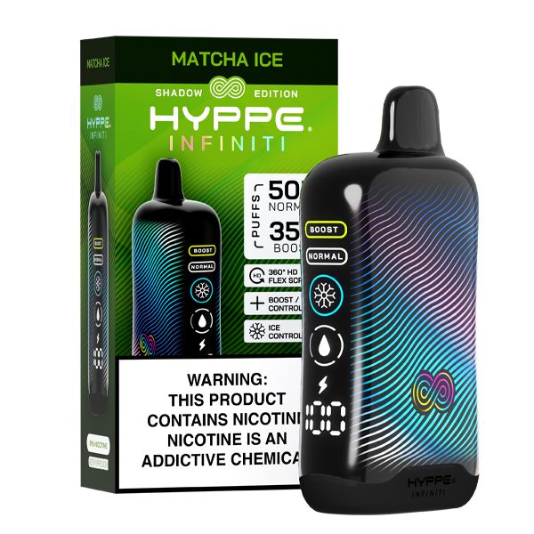 Hyppe Infiniti 50K Disposable matcha ice with packaging