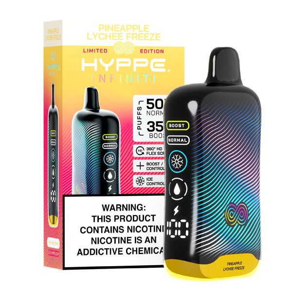 Hyppe Infiniti 50K Disposable pineapple lychee freeze with packaging