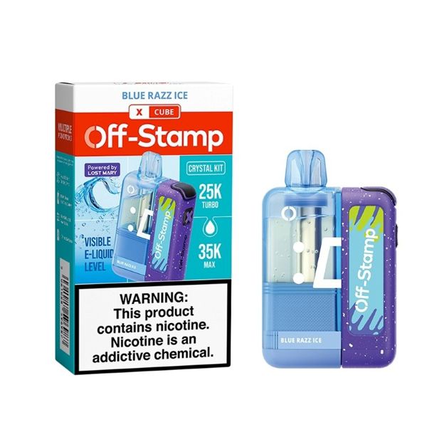 Off Stamp X Cube 35K Disposable Kit (Crystal Dispo + Power Dock) blue razz ice with packaging