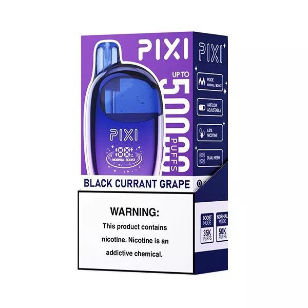 PIXI 50K Disposable black currant grape packaging