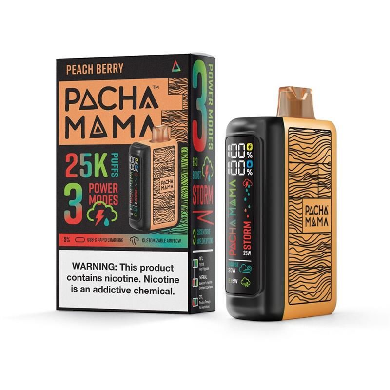 Pachamama 25K Disposable - Peach Berry with packaging