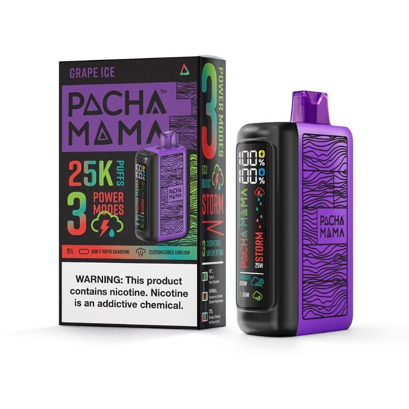 Pachamama 25K Disposable - Grape Ice with packaging
