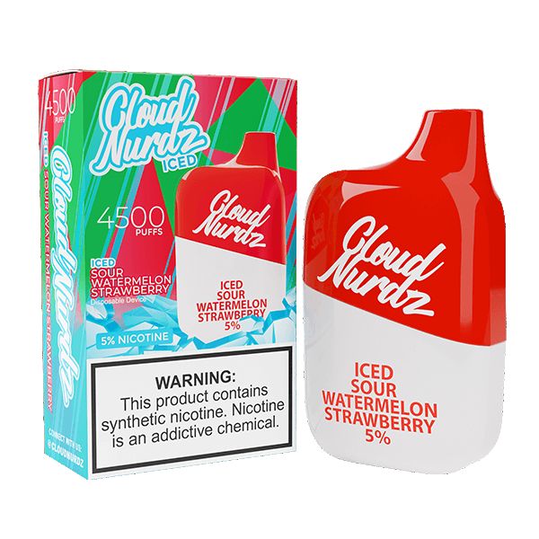 Cloud Nurdz 4500 Puffs Disposable | 12mL Iced Sour Watermelon Strawberry With Packaging