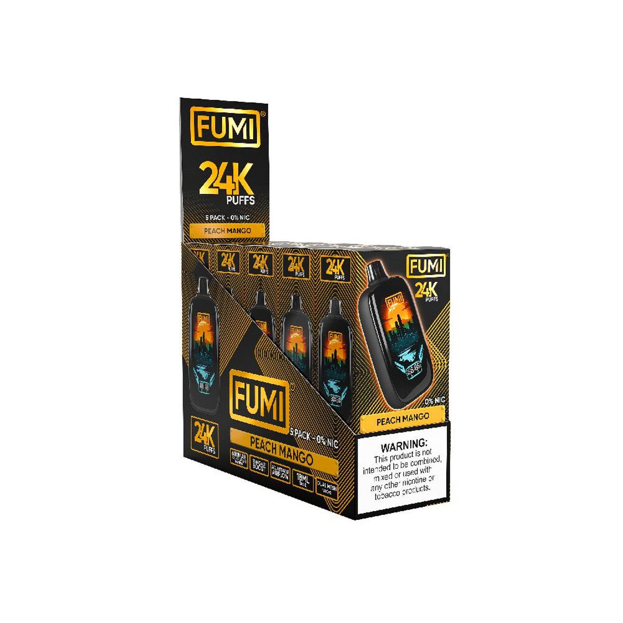 Fumi 24k Disposable 0mg Peach Mango with packaging