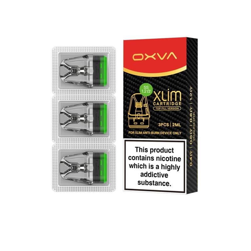 OXVA Xlim Version SS Replacement Pods (3-Pack) 1.2ohm with packaging