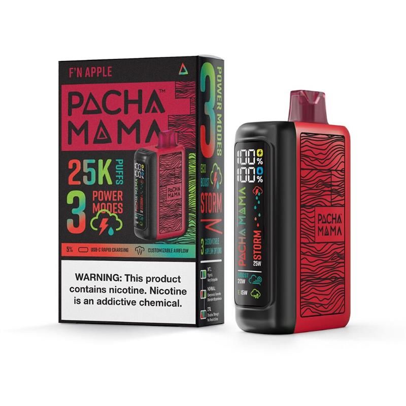 Pachamama 25K Disposable - F'N Apple Cherry with packaging
