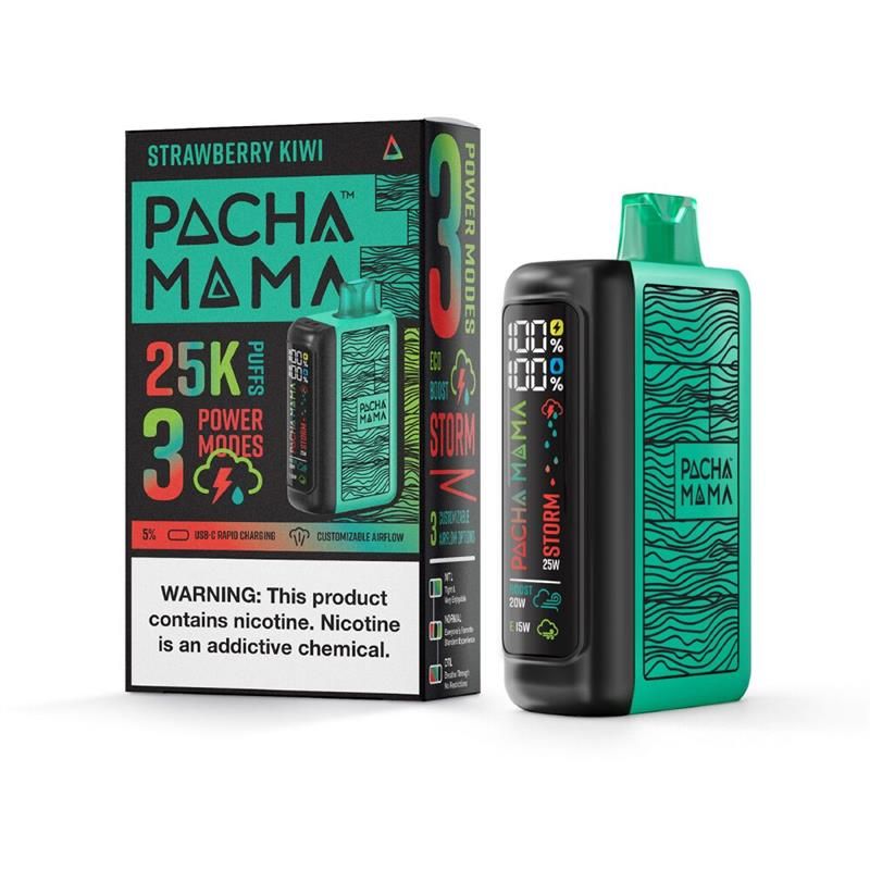 Pachamama 25K Disposable - Strawberry Kiwi with packaging