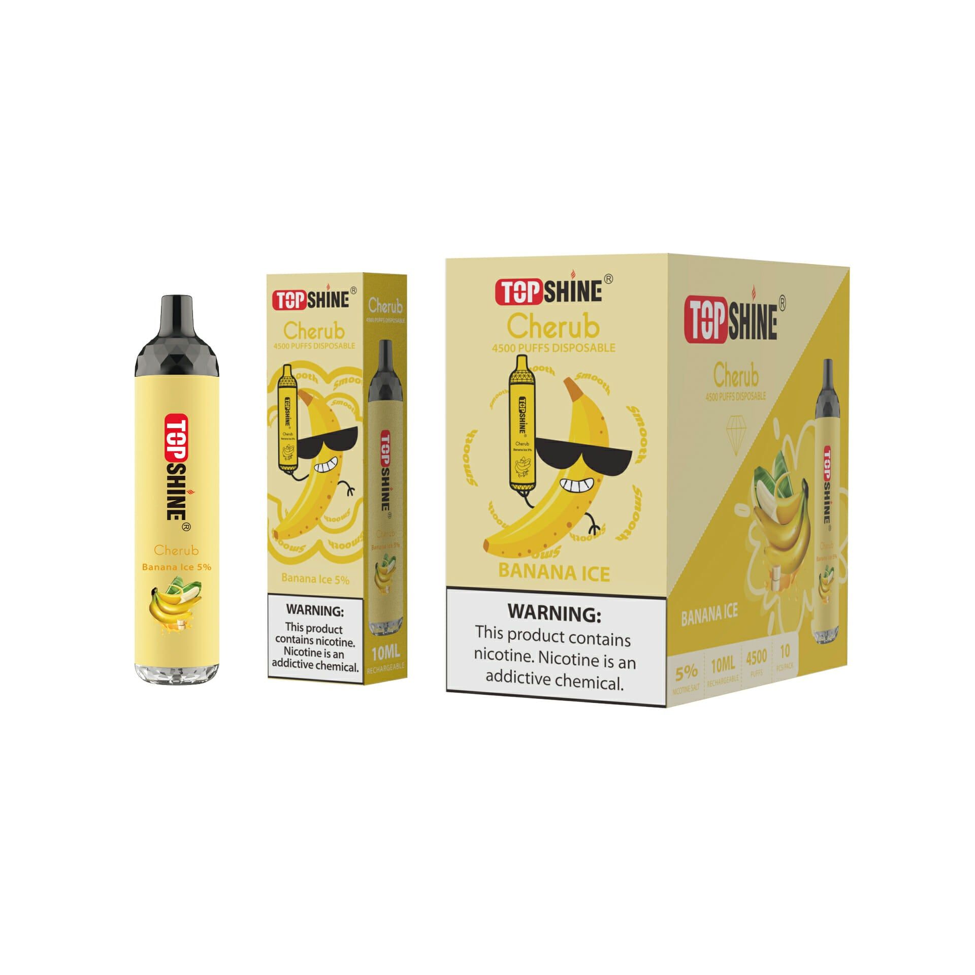 Topshine Disposable | 4500 Puffs | 10mL Banana Ice with Packaging