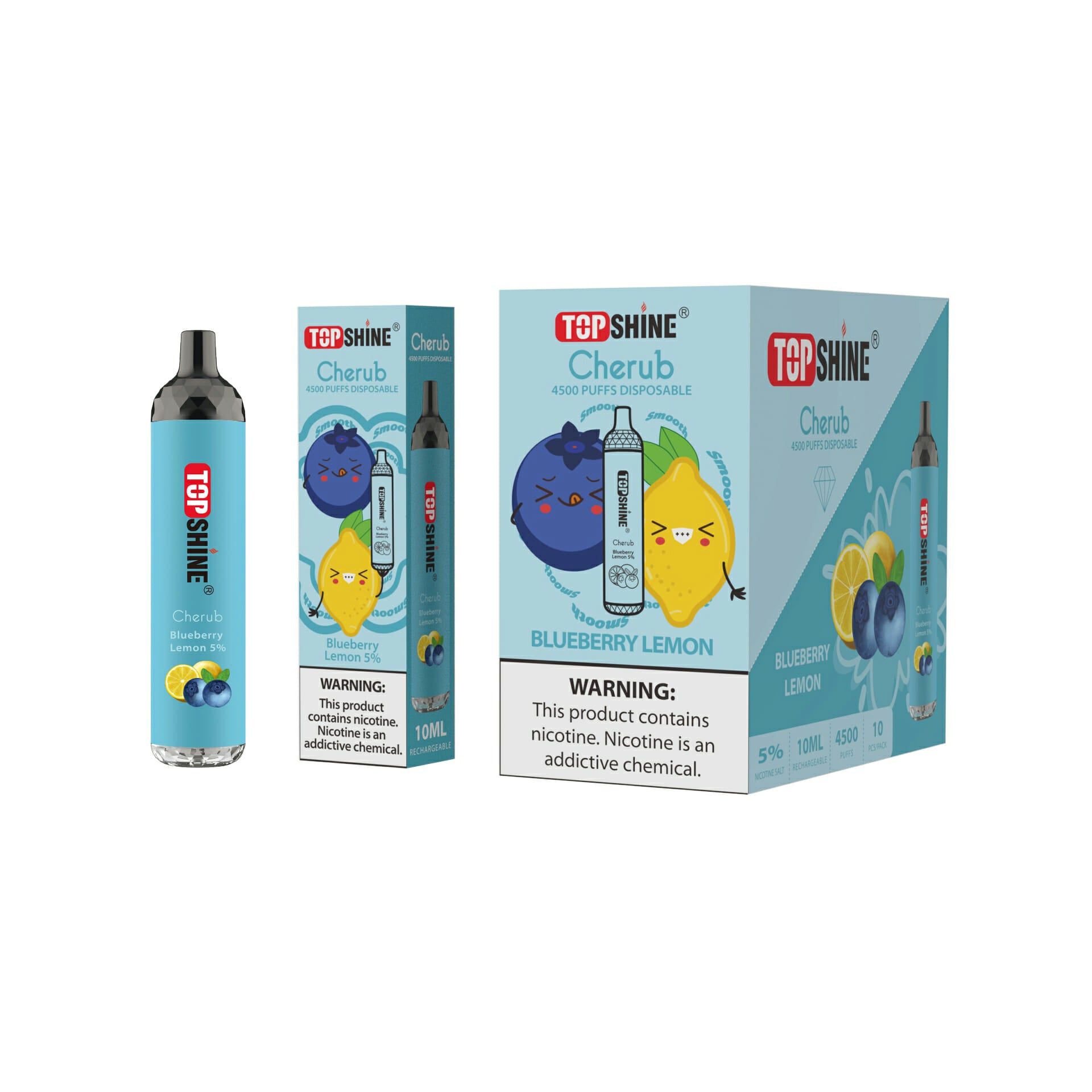 Topshine Disposable | 4500 Puffs | 10mL Blueberry Lemon with Packaging