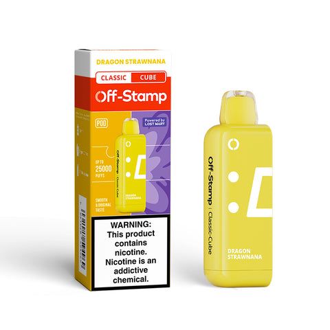 Off Stamp X Cube 25K Disposable (Disposable + Replacement Pods) Dragon Strawnana with packaging