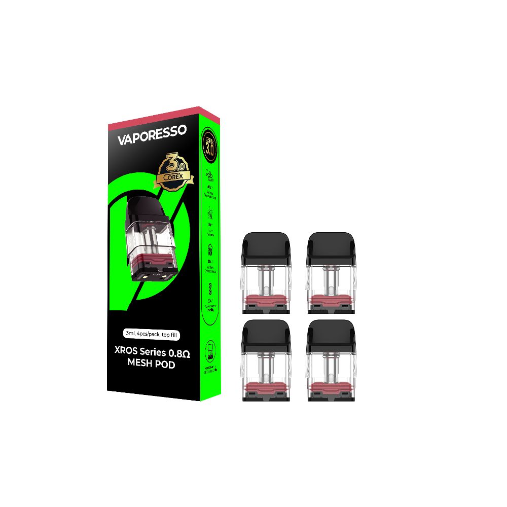 Vaporesso XROS COREX Top-Fill Replacement Pods (4-Pack) 3mL Top-Fill - 0.8ohm Mesh with packaging