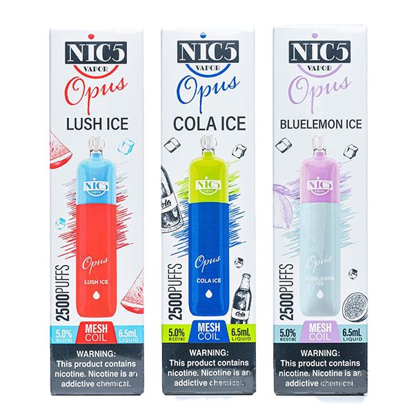 Nic5 Disposable | 2500 Puffs | 6.5mL Group Photo with Box