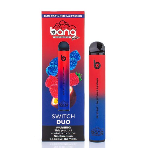 Bang XXL Switch Duo Disposable Device (Individual) - 2500 Puffs Blue Raz Red Raz Passion with Packaging