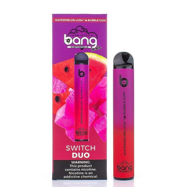 Bang XXL Switch Duo Disposable Device (Individual) - 2500 Puffs Watermelon Lush Bubble Gum with Packaging