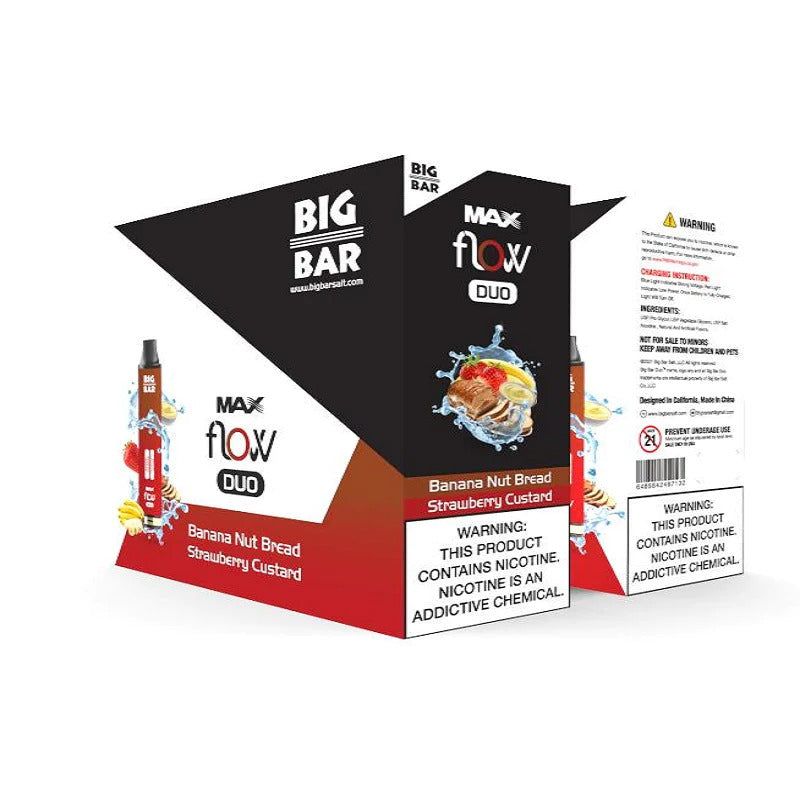 Big Bar MAX FLOW DUO Disposable | 4000 Puffs | 12mL Banana Nut Bread Strawberry Custard packaging