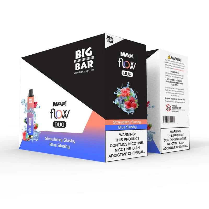 Big Bar MAX FLOW DUO Disposable | 4000 Puffs | 12mL Strawberry Slushy Blue Slushy packaging