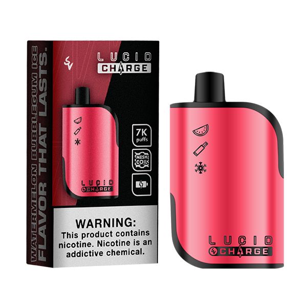Lucid Charge Disposable | 7000 Puffs | 14mL | 5% Watermelon Bubblegum Ice with Packaging