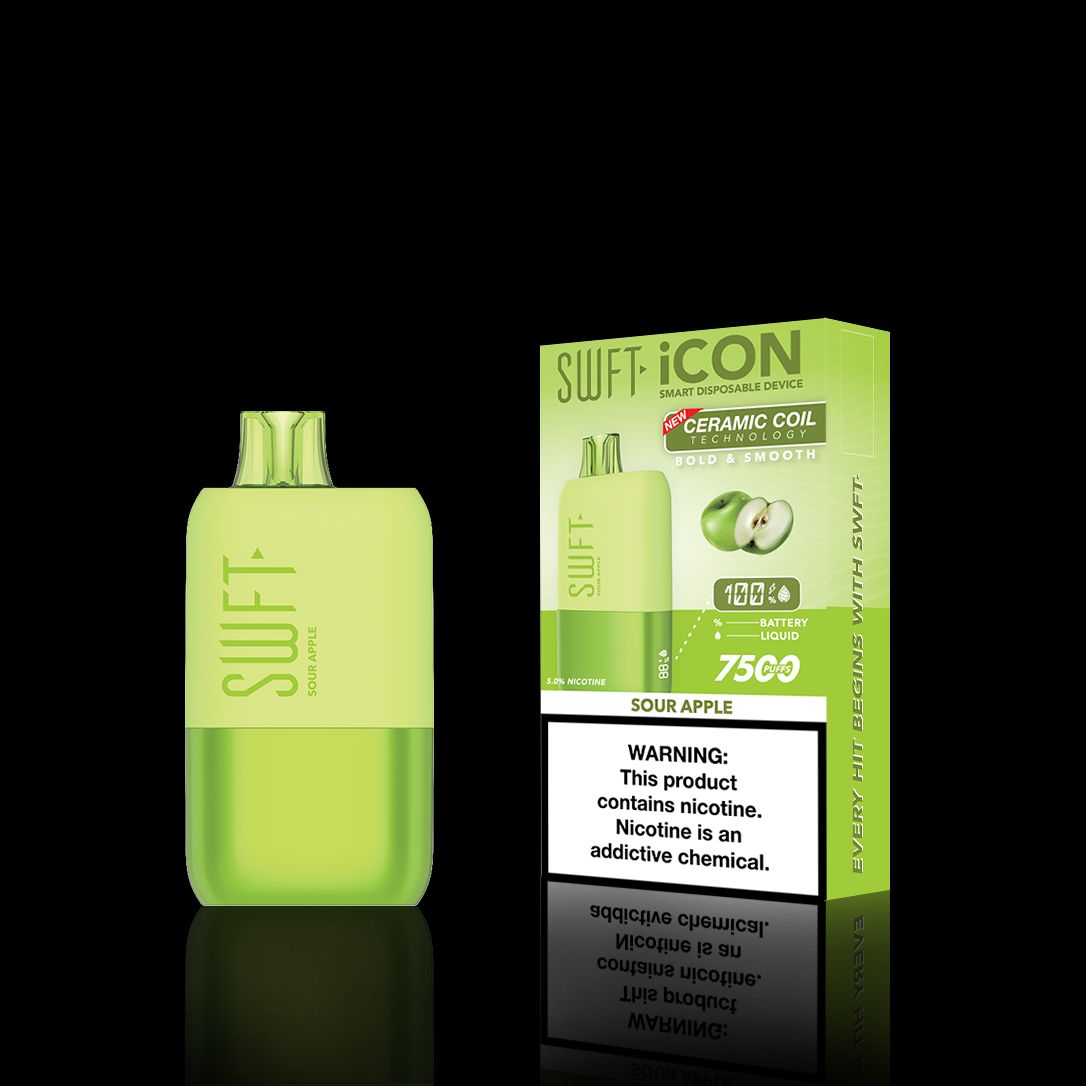 SWFT Icon Disposable | 7500 Puffs | 17mL | 5% Sour Apple with Packaging