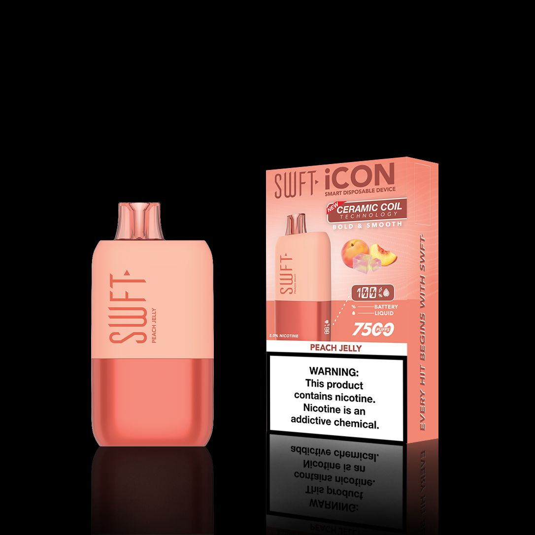 SWFT Icon Disposable | 7500 Puffs | 17mL | 5% Peach Jelly with Packaging