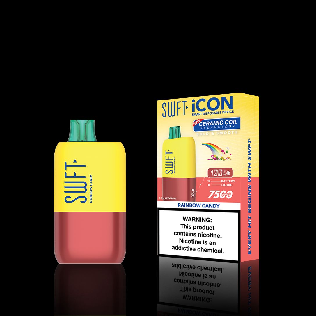 SWFT Icon Disposable | 7500 Puffs | 17mL | 5% Rainbow Candy with Packaging
