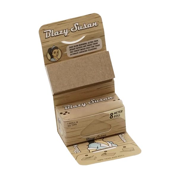 Blazy Susan High Roller Kit (8mm Paper Rolls + 50 Tips) Papers Unbleached