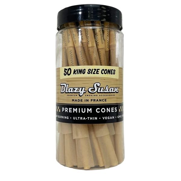 Blazy Susan King Size Cones (50ct Jar) Unbleached