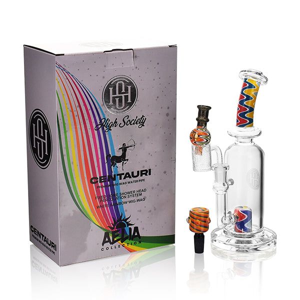 High Society - Centauri Premium Wig Wag Hybrid White Rainbow Pipe with packaging