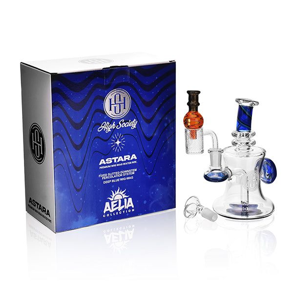 High Society - Astara Premium Wig Wag Concentrate Rig Blue with Box