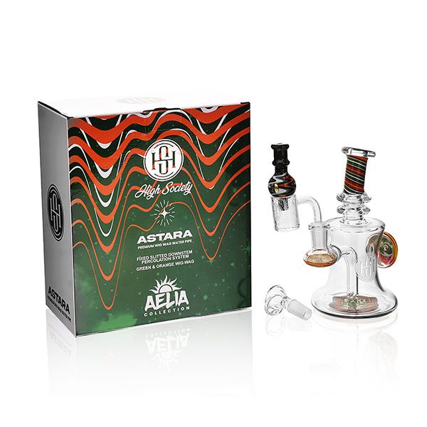 High Society - Astara Premium Wig Wag Concentrate Rig Miami Green Orange with Box