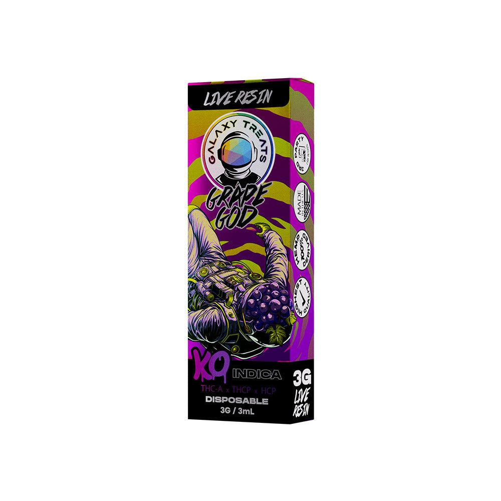 Galaxy Treats KO Live Resin THC-A + THC-P + HCP (3g) Disposable Grape God