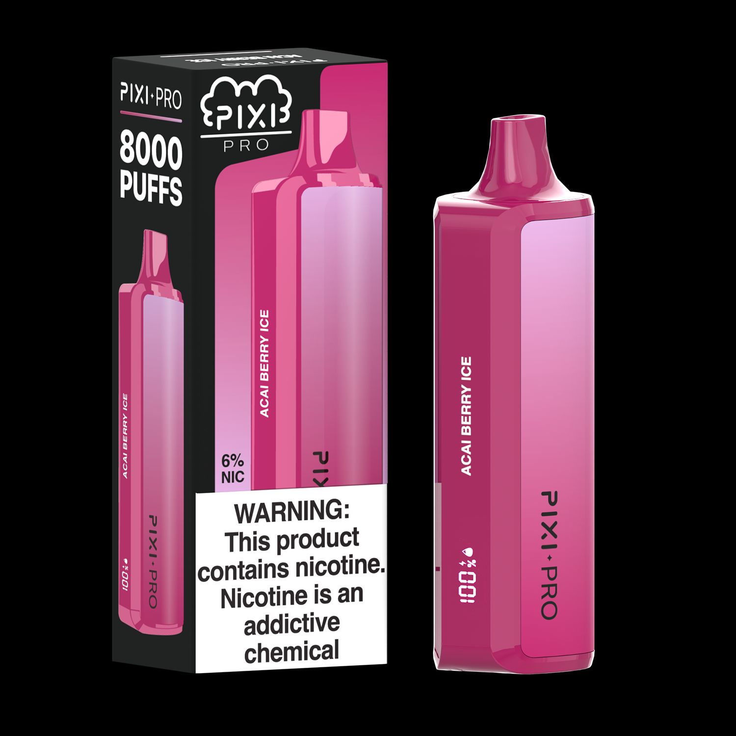 Puff Pixi Pro Disposable | 8000 puffs | 14mL Acai Berry Ice wi9th packaging