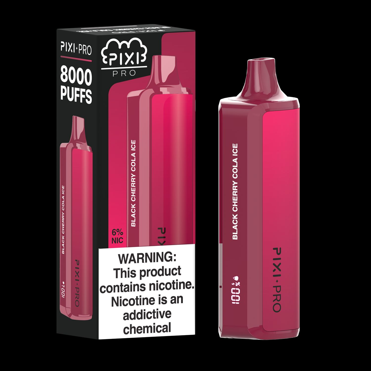 Puff Pixi Pro Disposable | 8000 puffs | 14mL Black Cherry Cola Ice with packaging