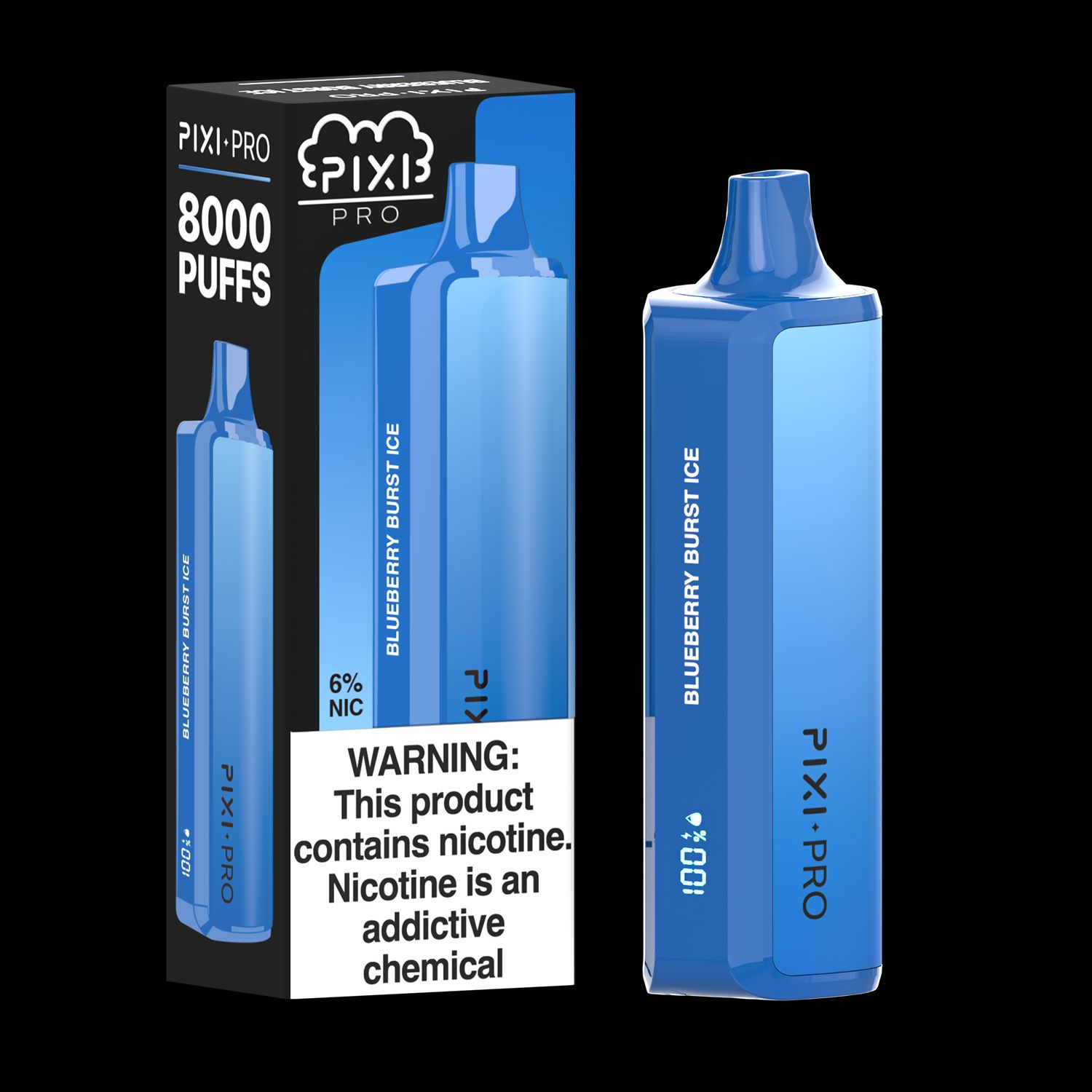 Puff Pixi Pro Disposable | 8000 puffs | 14mL Blueberry Burst Ice with packaging