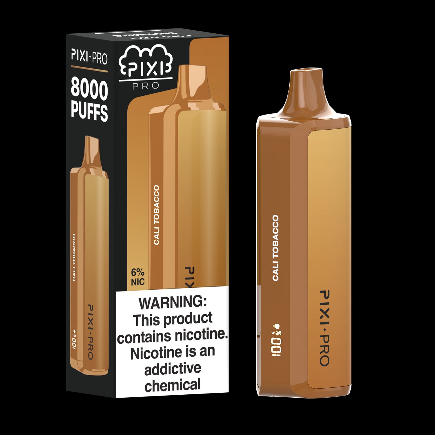 Puff Pixi Pro Disposable | 8000 puffs | 14mL Cali Tobacco with packaging