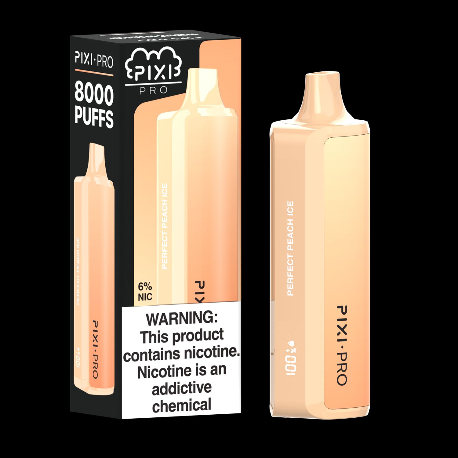 Puff Pixi Pro Disposable | 8000 puffs | 14mL Perfect Peach Ice with packaging